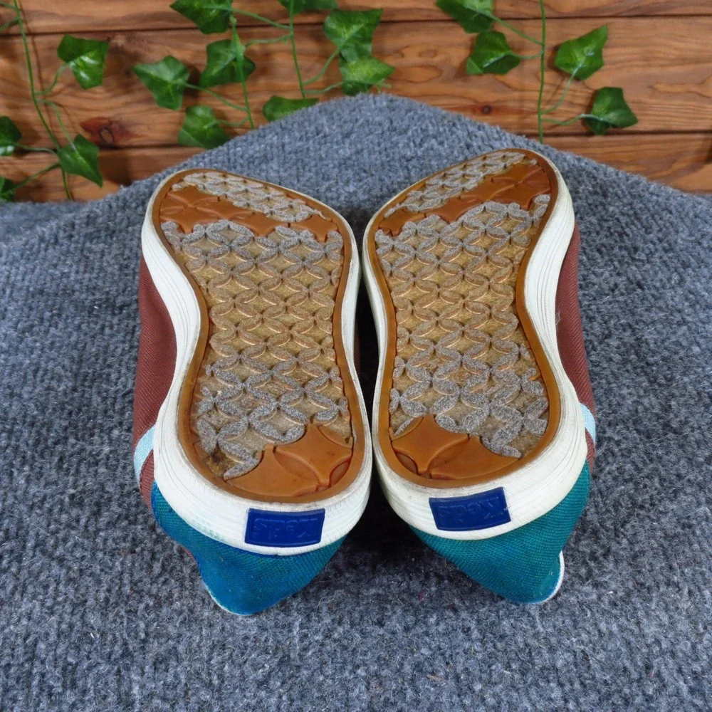 Keds WF-19836MA7-CH17 Women Ballet Flat Size 6 Casual Slip On Brown‎ Teal Canvas